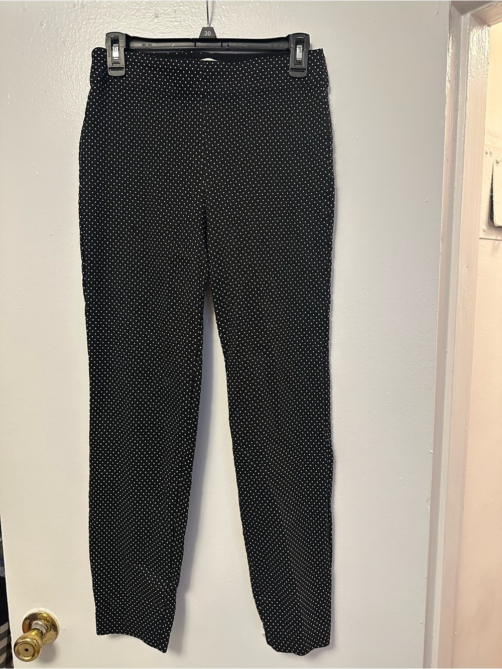 Black Polka Dot Slim Ankle Pants